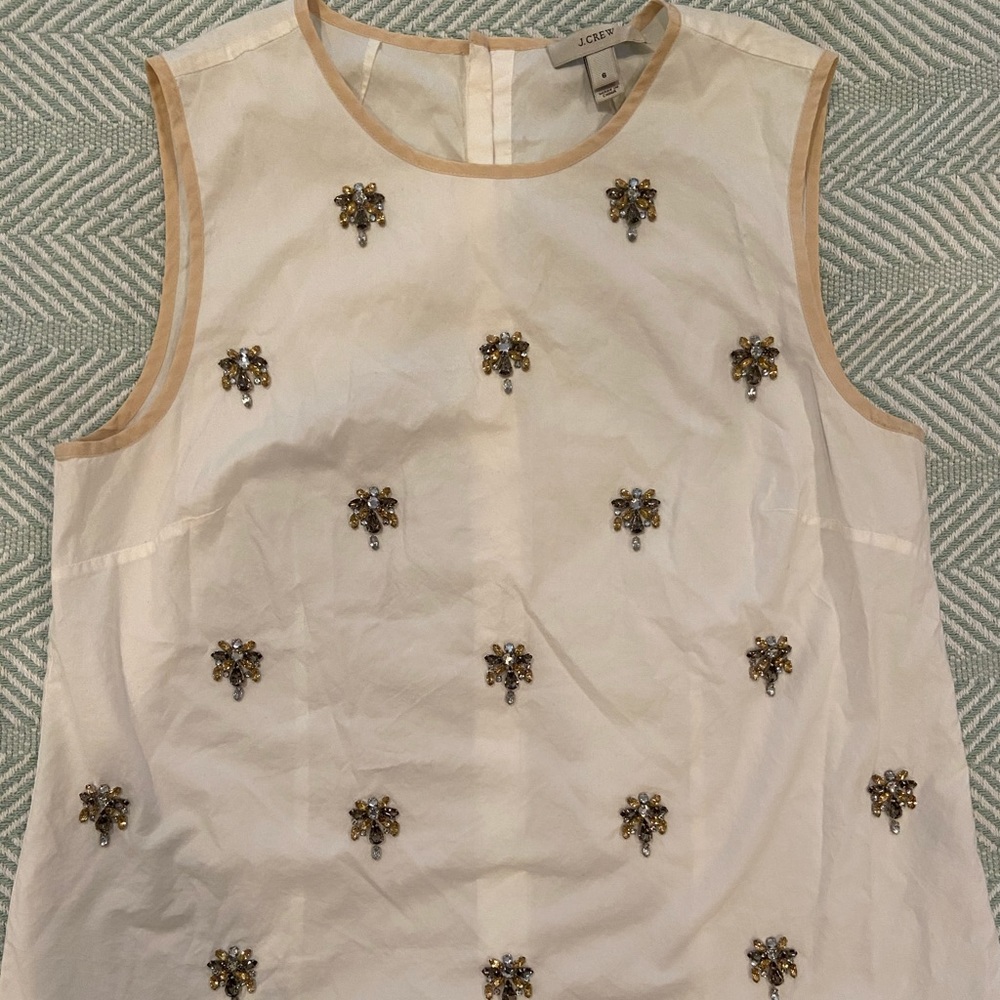 J. Crew Embellished Button Back Blouse